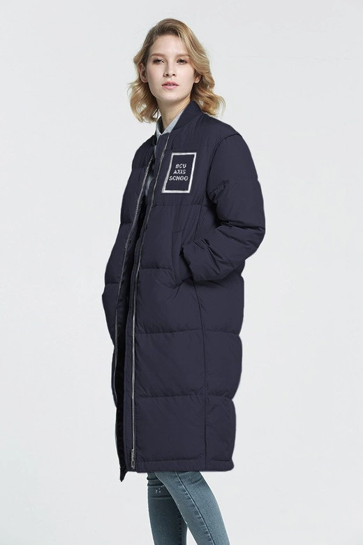 PŁASZCZ ZIMOWY Z PUCHEM NATURALNYM GRANATOWY (8068)