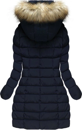 DŁUGA KURTKA Z KAPTUREM GRANATOWA (21641B)