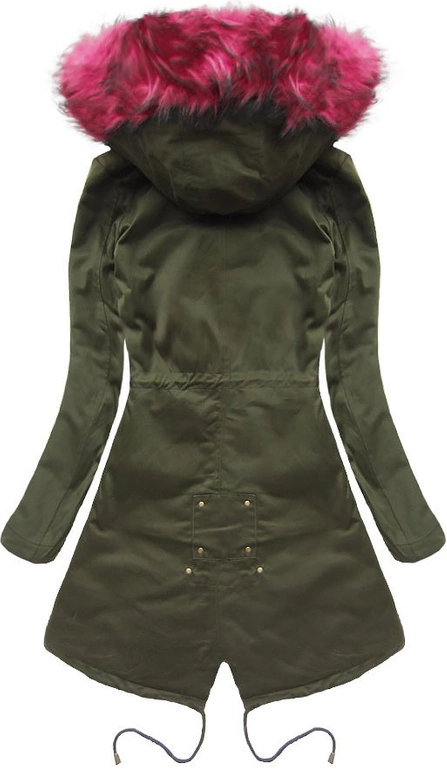 BAWEŁNIANA PARKA ZIMOWA KHAKI-BORDOWA (L111)