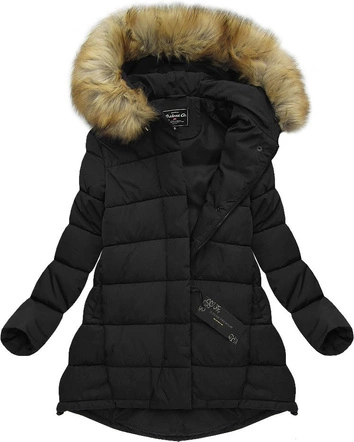 ASYMETRYCZNA KURTKA Z KAPTUREM CZARNA (21656)