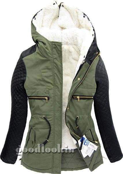 PARKA ZIMOWA Z PODPINKĄ ZIELONA GO-START (2M90W)