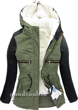 PARKA ZIMOWA Z PODPINKĄ ZIELONA GO-START (2M90W)