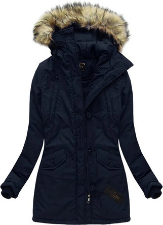 KURTKA ZIMOWA Z KAPTUREM GRANATOWA (7631)