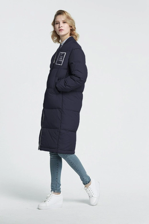 PŁASZCZ ZIMOWY Z PUCHEM NATURALNYM GRANATOWY (8068)