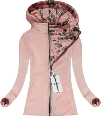 DWUSTRONNA KURTKA W KWIATKI RÓŻOWA (4474)