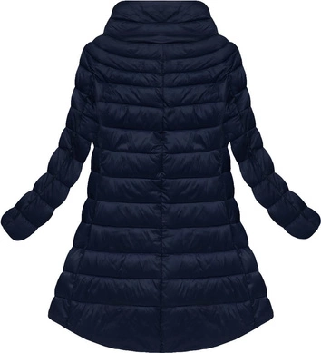 BŁYSZCZĄCA PIKOWANA KURTKA GRANATOWA (7128BIG)