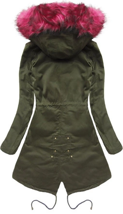 BAWEŁNIANA PARKA ZIMOWA KHAKI-BORDOWA (L111)