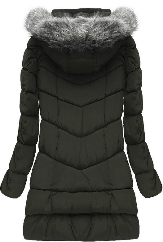 PIKOWANA KURTKA Z KAPTUREM KHAKI (W522)