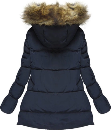 KRÓTKA PIKOWANA KURTKA Z KAPTUREM GRANATOWA (1001)