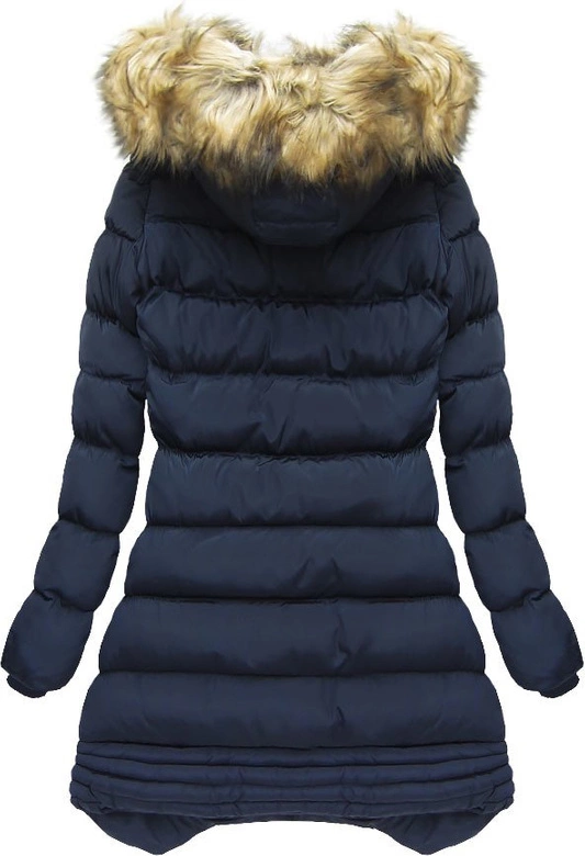 PIKOWANA KURTKA Z KAPTUREM GRANATOWA (W810BIG)