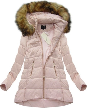 PIKOWANA KURTKA Z PUCHEM NATURALNYM RÓŻOWA (8070)