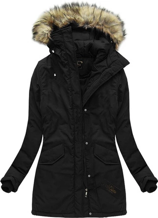 KURTKA ZIMOWA Z KAPTUREM CZARNA (7631BIG)