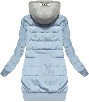 PIKOWANA KURTKA Z KAPTUREM BŁĘKITNA (XW567X)