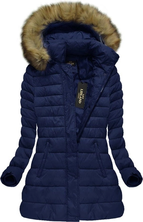 PIKOWANA KURTKA Z KAPTUREM GRANATOWA (7676BIG)