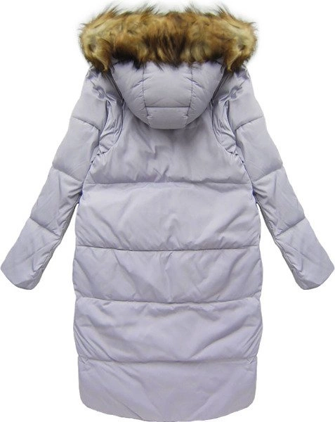 DŁUGA KURTKA Z PUCHEM NATURALNYM WRZOSOWA (8073)