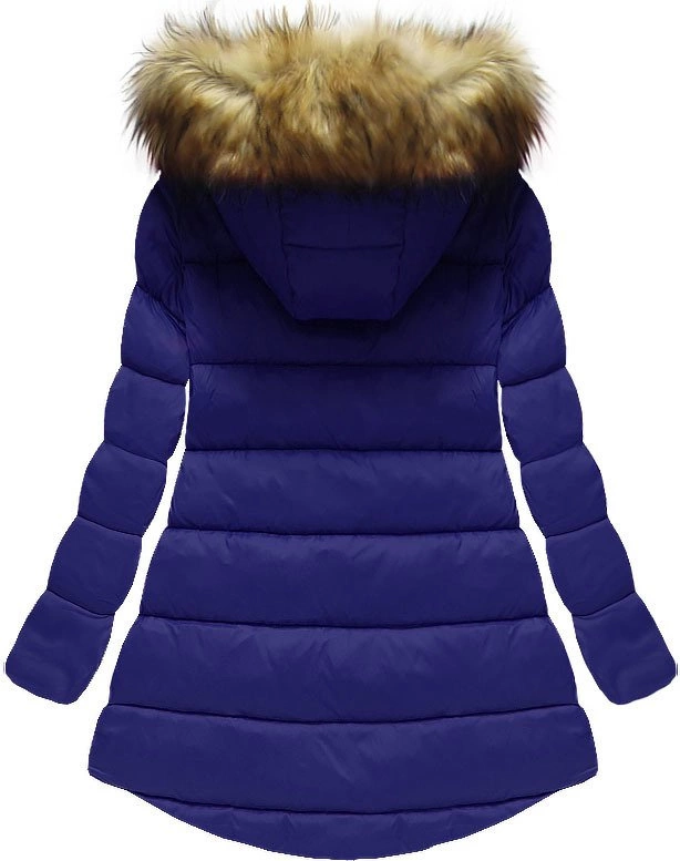 ASYMETRYCZNA KURTKA Z KAPTUREM CHABROWA (7675BIG)