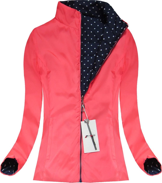 DWUSTRONNA KURTKA W GROSZKI GRANATOWA (4473)