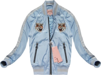 KURTKA BOMBERKA Z NASZYWKAMI BŁĘKITNA (XW556X)