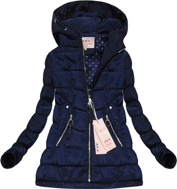 PIKOWANA KURTKA Z KAPTUREM GRANATOWA (XW589X)