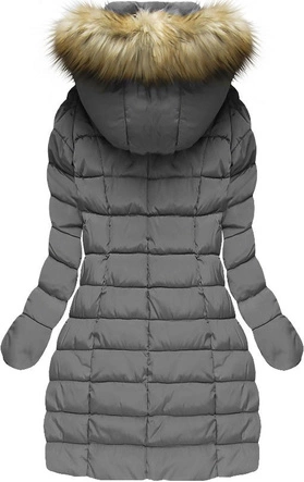 DŁUGA KURTKA Z KAPTUREM SZARA (21641A)