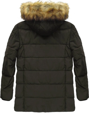 KURTKA ZIMOWA Z PUCHEM NATURALNYM KHAKI (5015)
