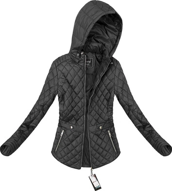 PIKOWANA KURTKA Z KAPTUREM CZARNA (4183)