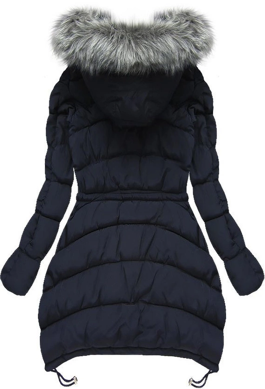 PIKOWANA KURTKA Z KAPTUREM GRANATOWA (W502-1)