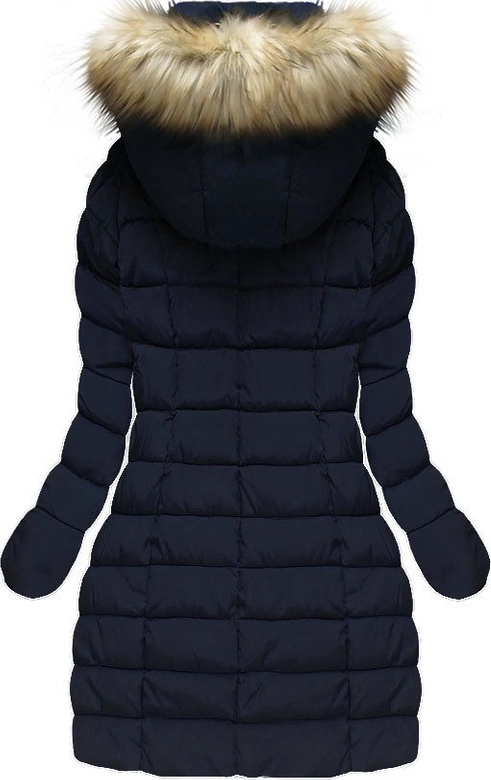 DŁUGA KURTKA Z KAPTUREM GRANATOWA (21641B)