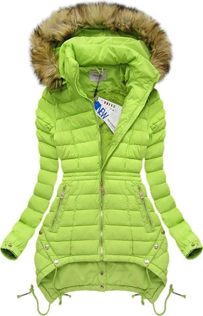 PIKOWANA KURTKA Z KAPTUREM LIMONKOWA (3503W)