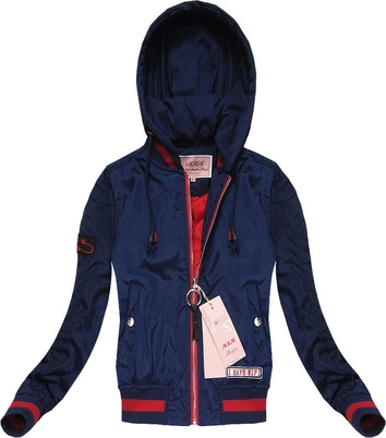 KURTKA BOMBER Z KAPTUREM GRANATOWA (W05)