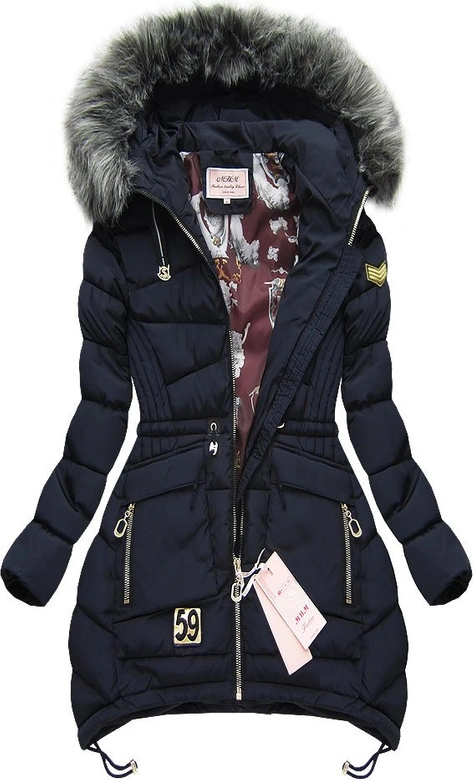 PIKOWANA KURTKA Z KAPTUREM GRANATOWA (W502-1)