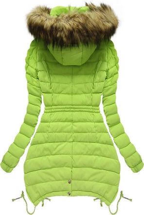 PIKOWANA KURTKA Z KAPTUREM LIMONKOWA (3503W)