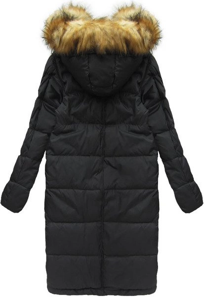 PŁASZCZ ZIMOWY Z PUCHEM NATURALNYM CZARNY (8066)