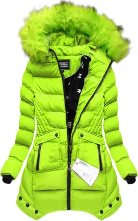 PIKOWANA KURTKA Z KAPTUREM LIMONKOWA (W810BIG)