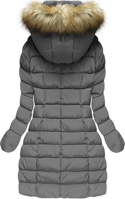 DŁUGA KURTKA Z KAPTUREM SZARA (21641B)