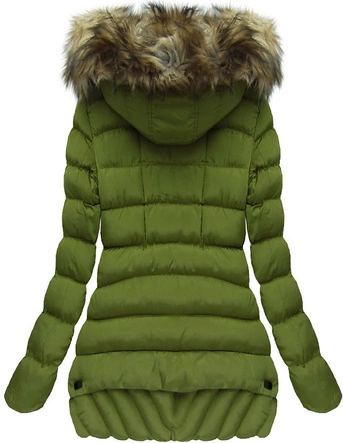 PIKOWANA KURTKA Z KAPTUREM ZIELONA (W819)