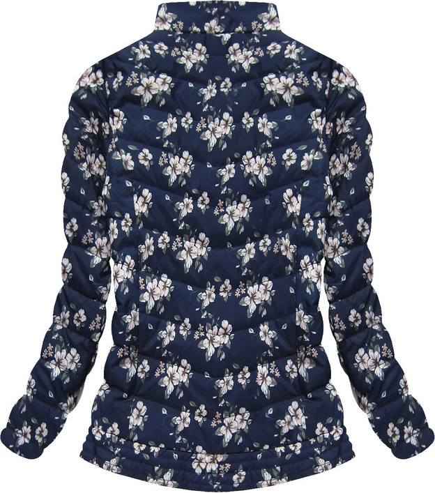 DWUSTRONNA KURTKA W KWIATKI GRANATOWA (4475)