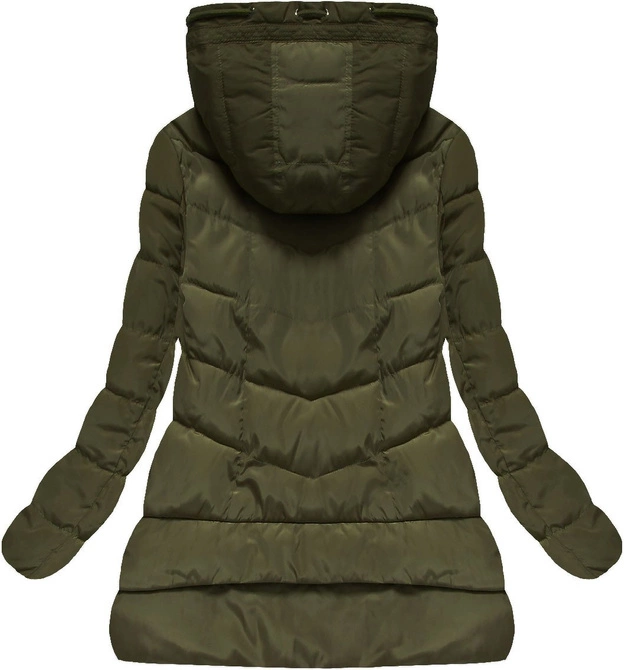 PIKOWANA KURTKA Z KAPTUREM KHAKI (XW589X)