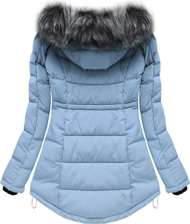 ASYMETRYCZNA KURTKA Z KAPTUREM BŁĘKITNA (W510)