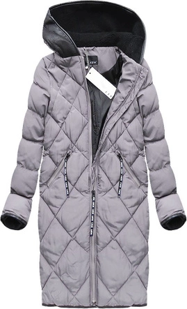 PIKOWANY PŁASZCZ ZIMOWY MIDI WRZOSOWY (8049)