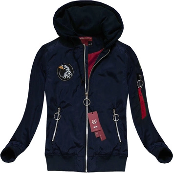 KURTKA BOMBER Z KAPTUREM GRANATOWA (M07)