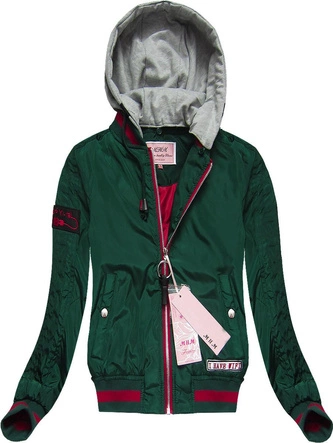 KURTKA BOMBER Z KAPTUREM ZIELONA (W05)