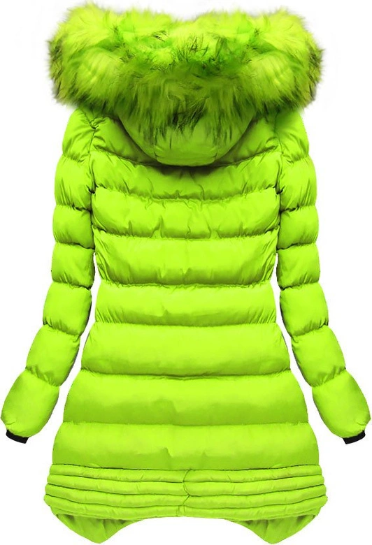 PIKOWANA KURTKA Z KAPTUREM LIMONKOWA (W810BIG)