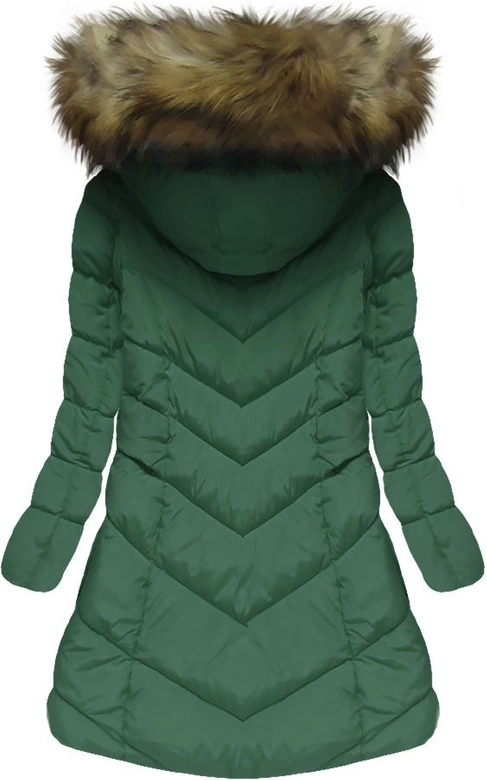 PIKOWANA KURTKA Z KAPTUREM ZIELONA (W609BIG)