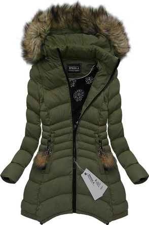 PIKOWANA KURTKA BEZRĘKAWNIK Z KAPTUREM KHAKI (W822)