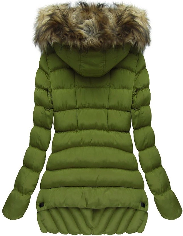 PIKOWANA KURTKA Z KAPTUREM ZIELONA (W819)