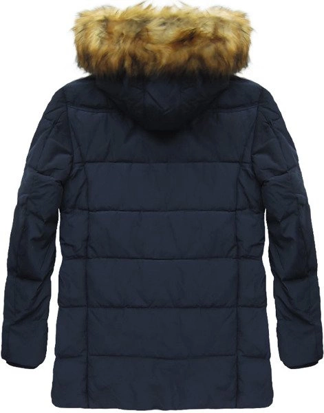 KURTKA ZIMOWA Z PUCHEM NATURALNYM GRANATOWA (5015)