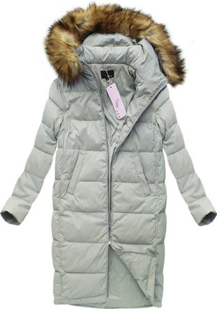 PŁASZCZ ZIMOWY Z PUCHEM NATURALNYM SZARY (8066)