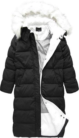 PŁASZCZ ZIMOWY Z PUCHEM NATURALNYM CZARNY (8090)