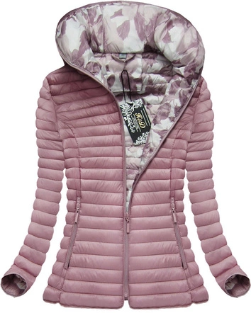 PIKOWANA KURTKA Z KAPTUREM BRUDNY RÓŻ (3961)